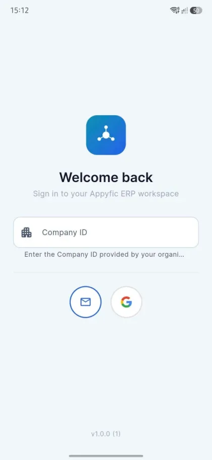 Appyfic ERP sign-in screen