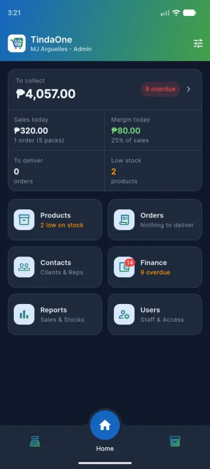 TindaOne dashboard